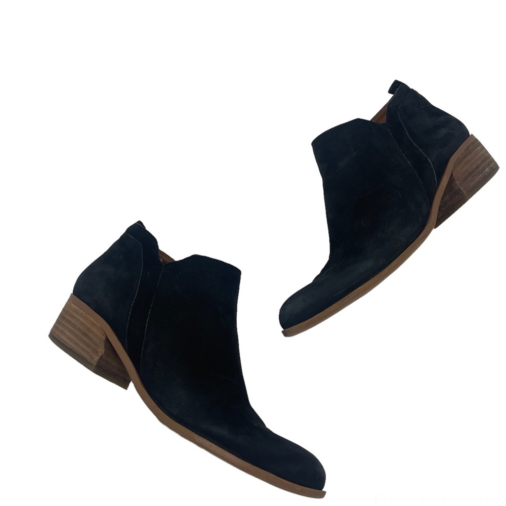 Franco Sarto Black Suede Laslo Ankle Booties Size 7.5